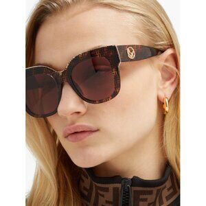 NEW Fendi F is FENDI Havana Cat Eye Square Sunglasses